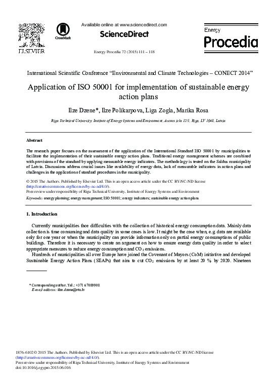 (PDF) Application of ISO 50001 for Implementation of Sustainable Energy ...