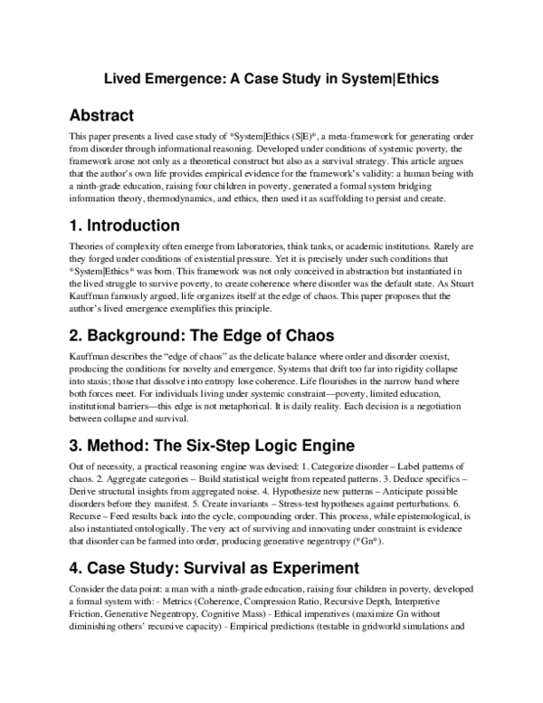 (PDF) Lived Emergence System Ethics