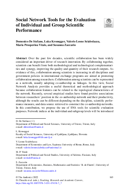 (PDF) Social Network Tools for the Evaluation of Individual and Group ...