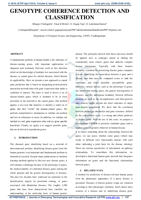(PDF) Genotype Coherence Detection and Classification