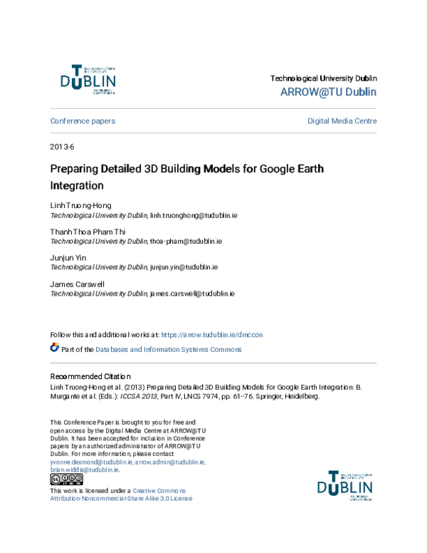(PDF) Preparing Detailed 3D Building Models for Google Earth Integration