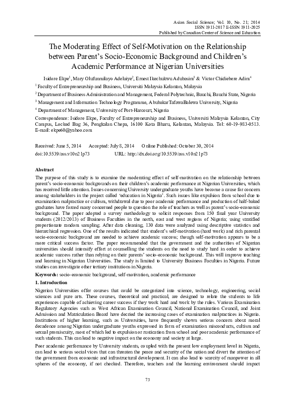 (PDF) The Moderating Effect of Self-Motivation on the Relationship ...