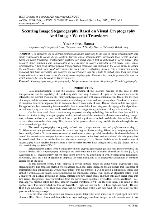 (PDF) Securing Image Steganogarphy Based on Visual Cryptography And ...