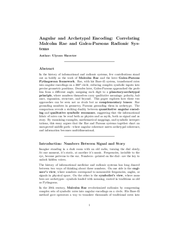 (PDF) Angular and Archetypal Encoding: Correlating Malcolm Rae and ...