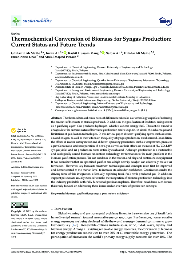 (PDF) Thermochemical Conversion of Biomass for Syngas Production ...