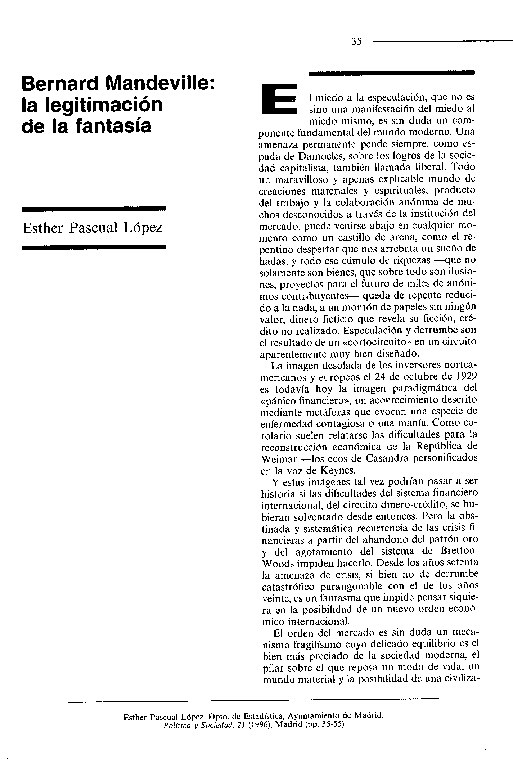 (PDF) Bernard Mandeville: la legitimación de la fantasía
