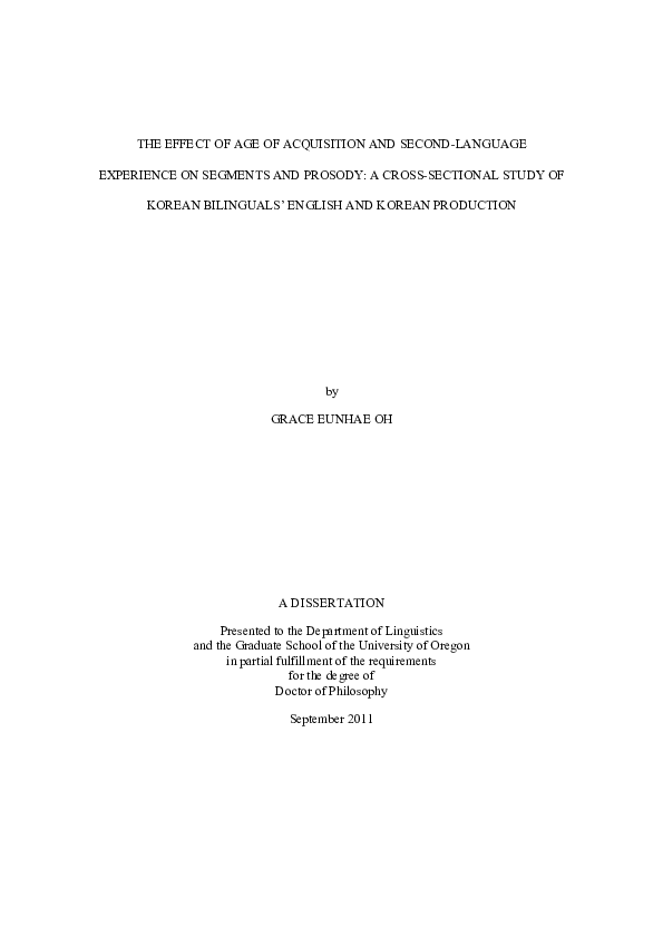 (PDF) The Effect of Age of Acquisition and Second-Language Experience ...