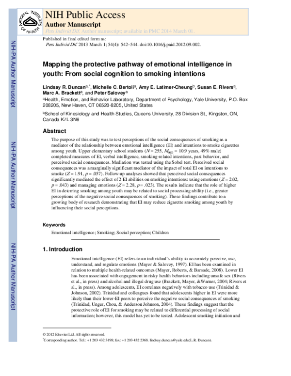 (PDF) Mapping the protective pathway of emotional intelligence in youth ...