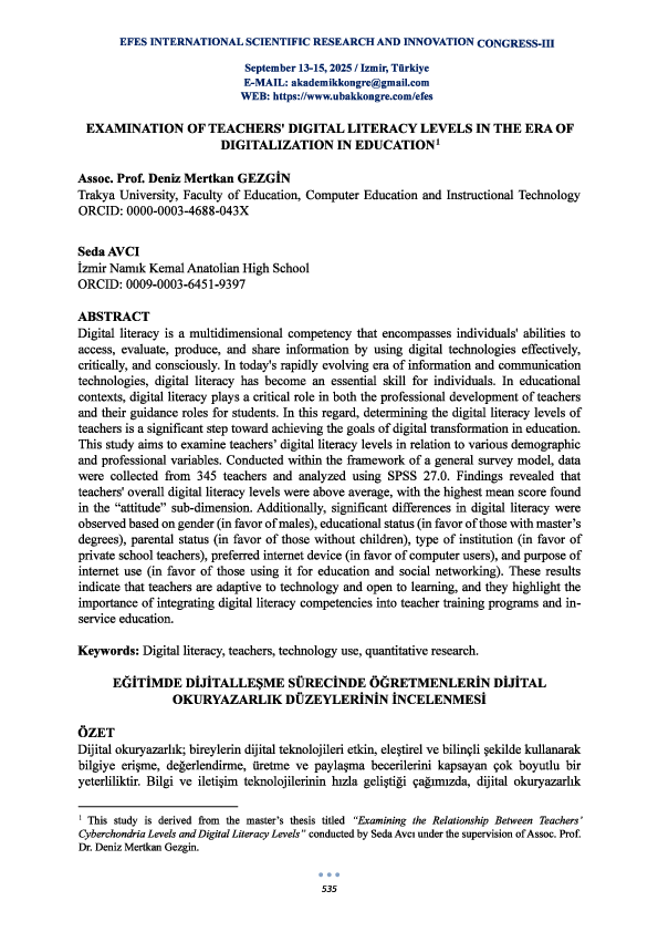 (PDF) Examination of Teachers' Digital Literacy Levels in the Era of ...