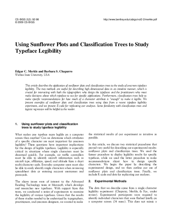 (PDF) Using sunflower plots and classification trees to study typeface ...