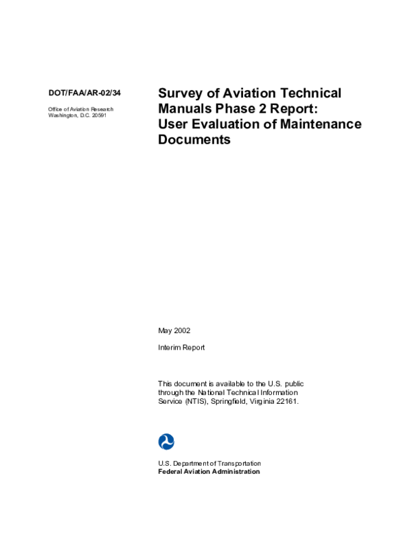 (PDF) Survey of Aviation Technical Manuals Phase 2 Report: User ...