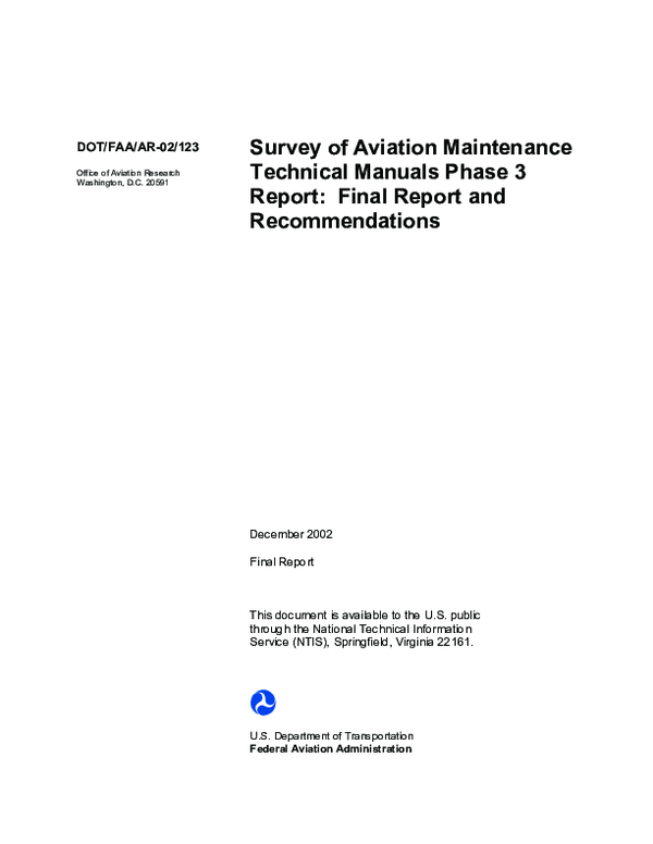 (PDF) Survey of Aviation Maintenance Technical Manuals Phase 3 Report ...