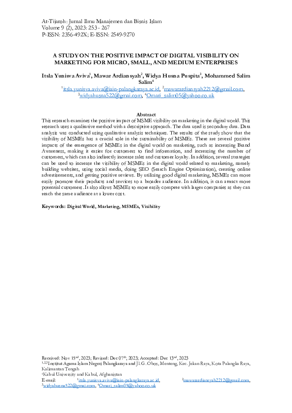 (PDF) A Study On The Positive Impact Of Digital Visibility On Marketing ...