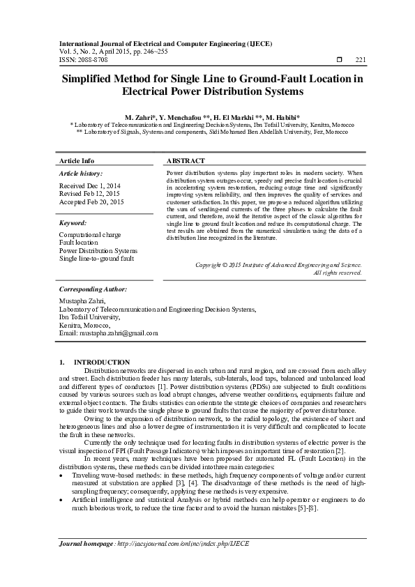 (PDF) Simplified Method for Single Line to Ground-Fault Location in ...