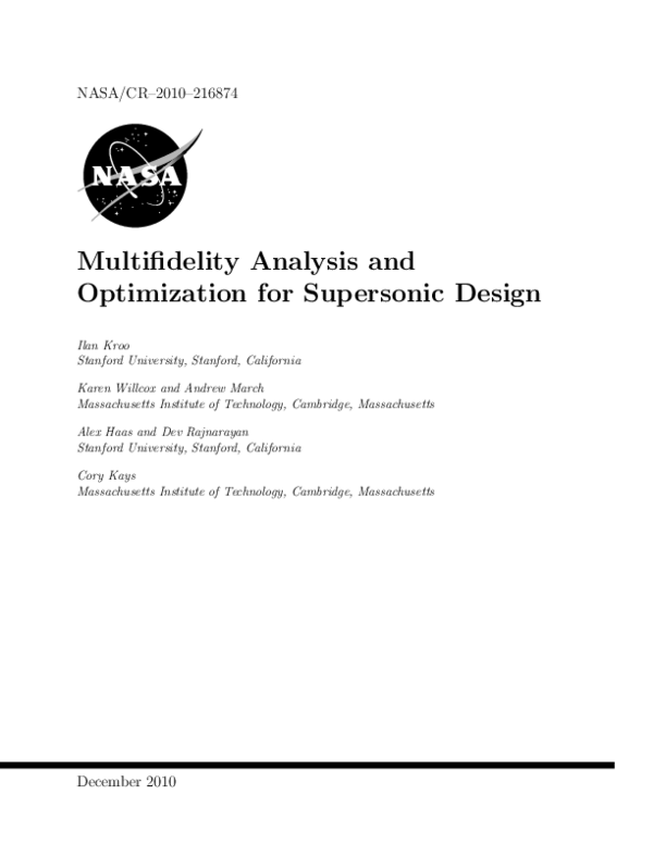 (PDF) Multifidelity Analysis and Optimization for Supersonic Design
