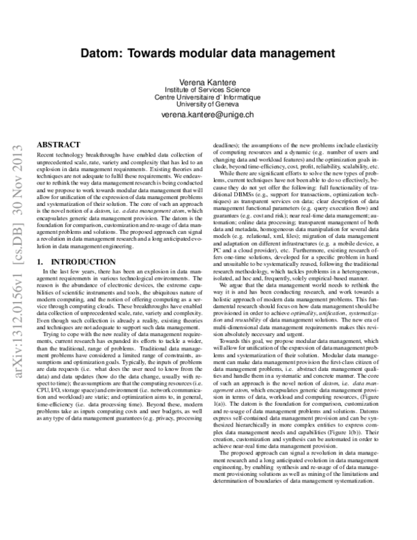 (PDF) Datom: Towards Modular Data Management