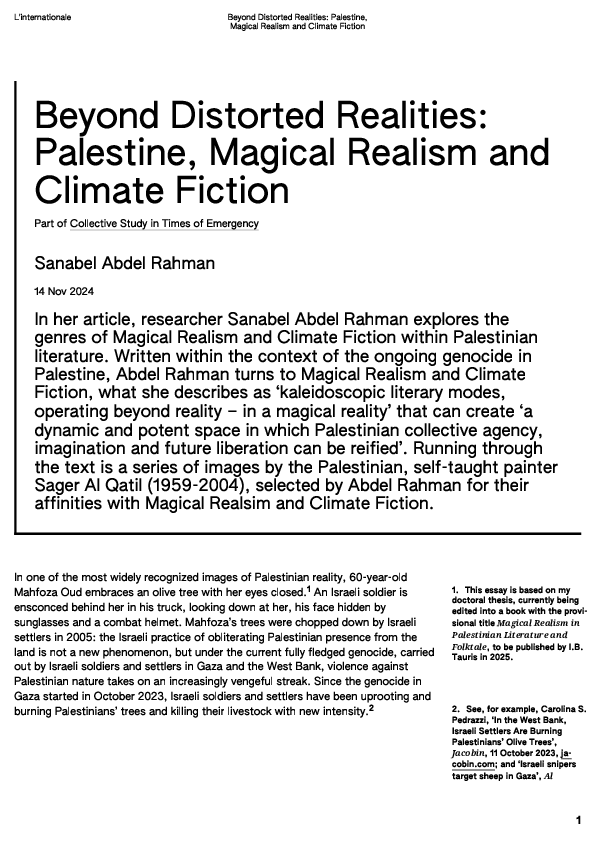 (PDF) Beyond Distorted Realities: Palestine, Magical Realism and ...
