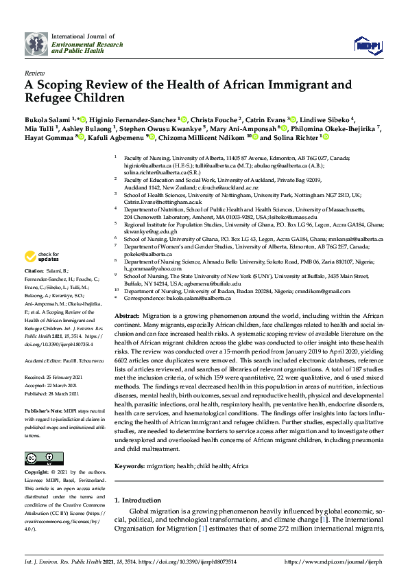 (PDF) A Scoping Review of the Health of African Immigrant and Refugee ...