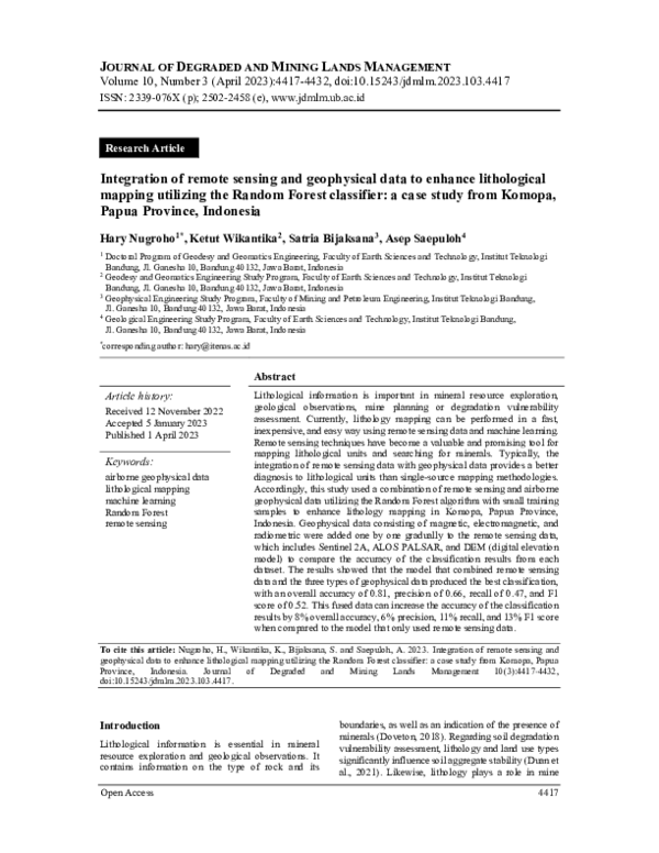 (PDF) Integration of remote sensing and geophysical data to enhance ...