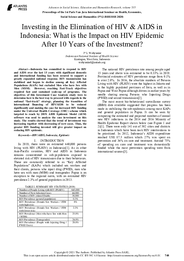 (PDF) Investing in the Elimination of HIV & AIDS in Indonesia: What is ...