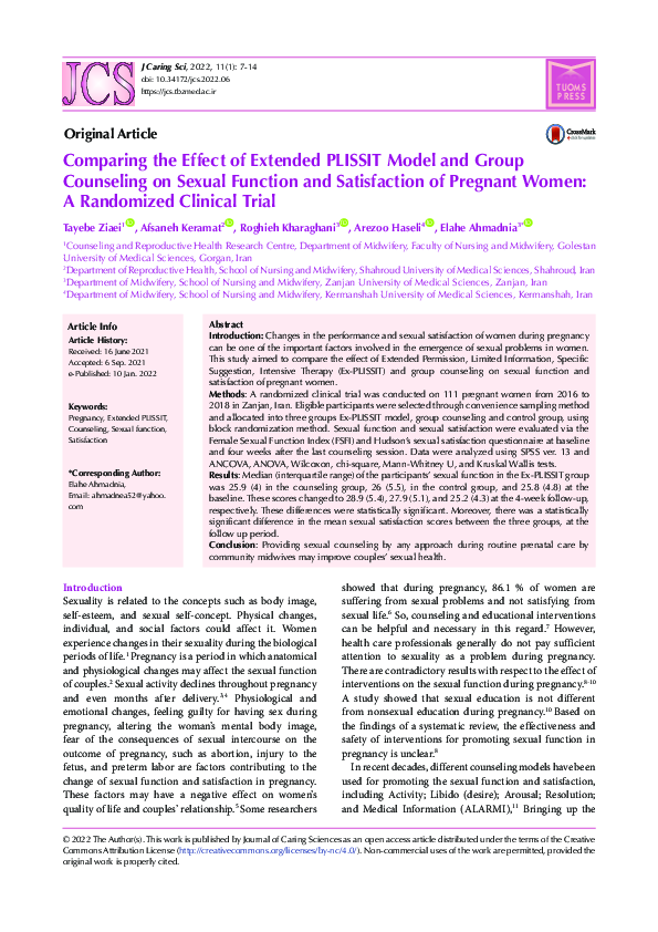 (PDF) Comparing the Effect of Extended PLISSIT Model and Group ...