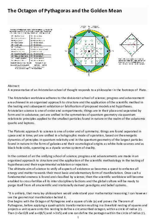 (PDF) The Octagon of Pythagoras and the Golden Mean