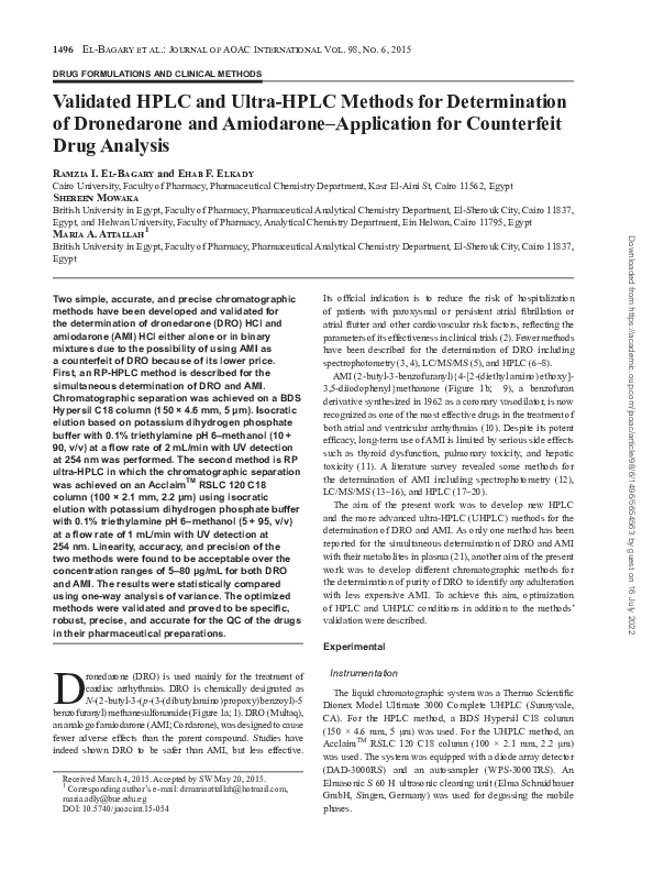 (PDF) Validated HPLC and Ultra-HPLC Methods for Determination of ...