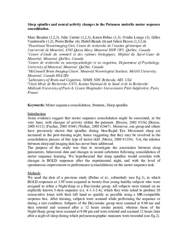 (PDF) Sleep spindles and neural activity changes in the cortico ...