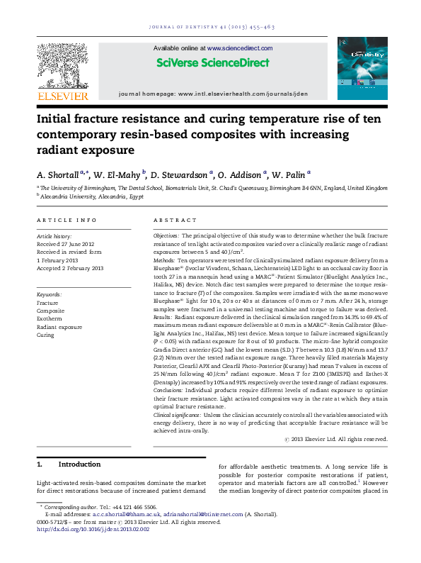 (PDF) Initial fracture resistance and curing temperature rise of ten ...