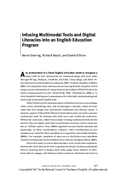 (PDF) Infusing Multimodal Tools and Digital Literacies into an English ...