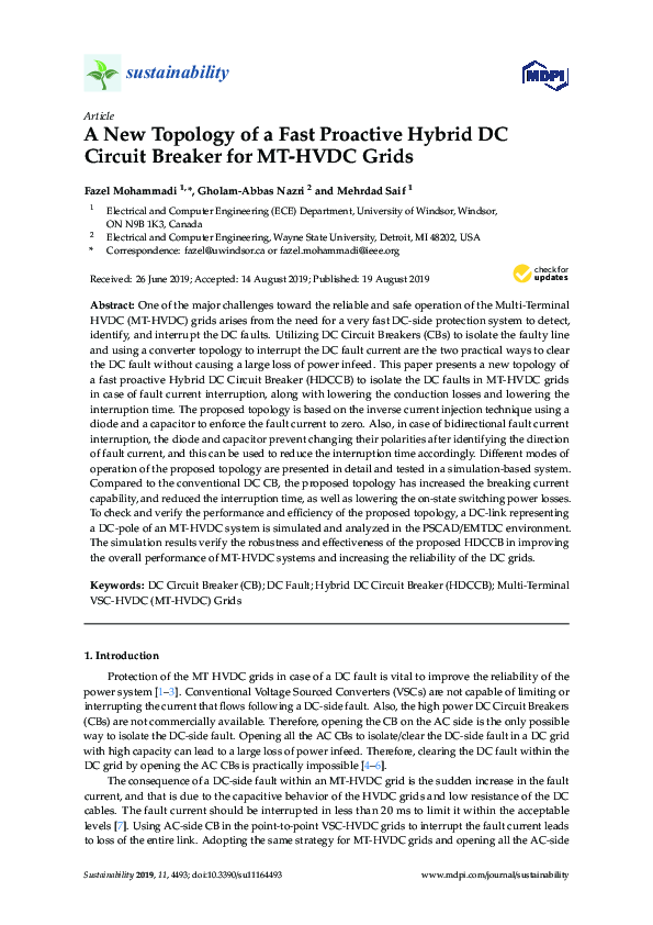 (PDF) A New Topology of a Fast Proactive Hybrid DC Circuit Breaker for ...