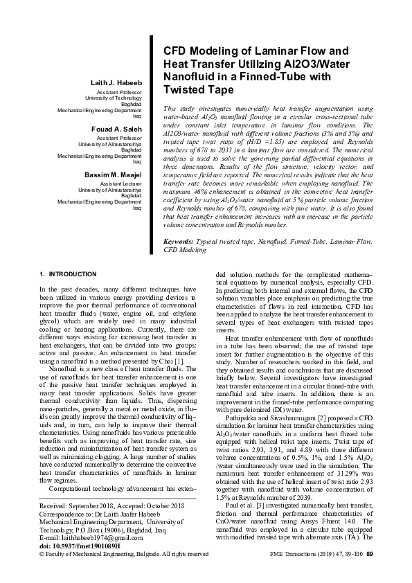 (PDF) CFD modeling of laminar flow and heat transfer utilizing Al2O3 ...
