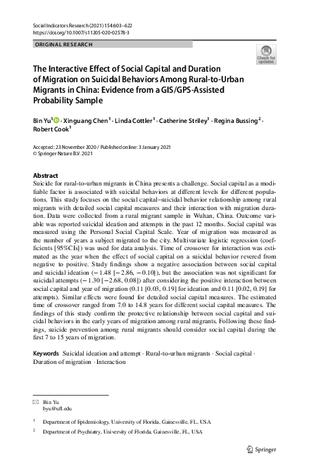 (PDF) The Interactive Effect of Social Capital and Duration of ...