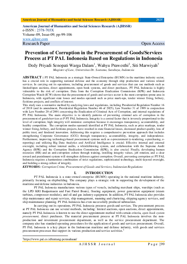 (PDF) Prevention of Corruption in the Procurement of Goods/Services ...