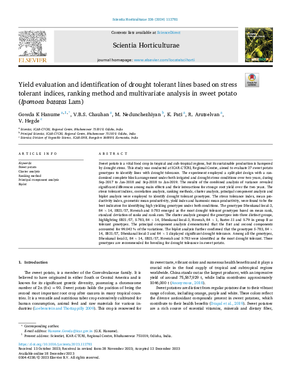 (PDF) Yield evaluation and identification of drought tolerant lines ...