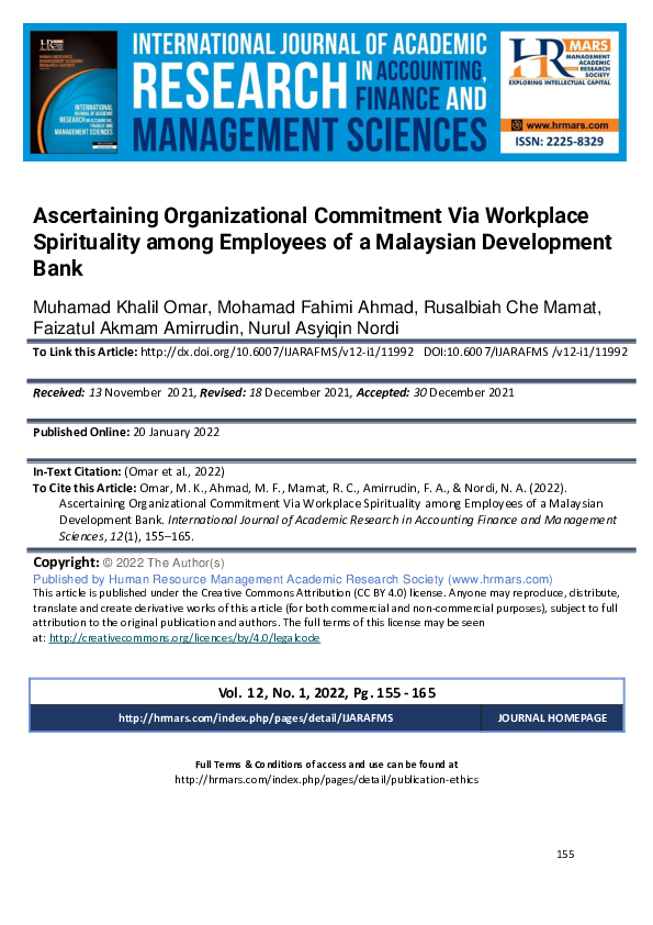 (PDF) Ascertaining Organizational Commitment Via Workplace Spirituality ...