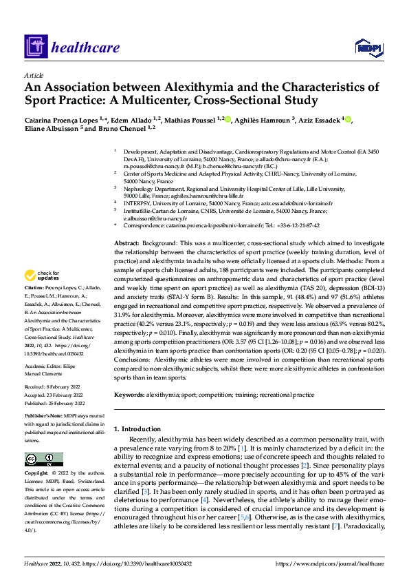 (PDF) An Association between Alexithymia and the Characteristics of ...