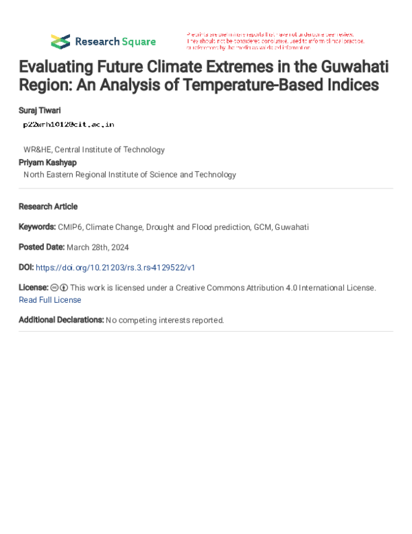 (PDF) Evaluating Future Climate Extremes in the Guwahati Region: An ...