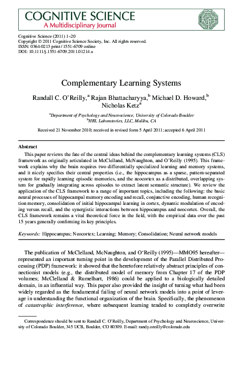(PDF) Complementary Learning Systems
