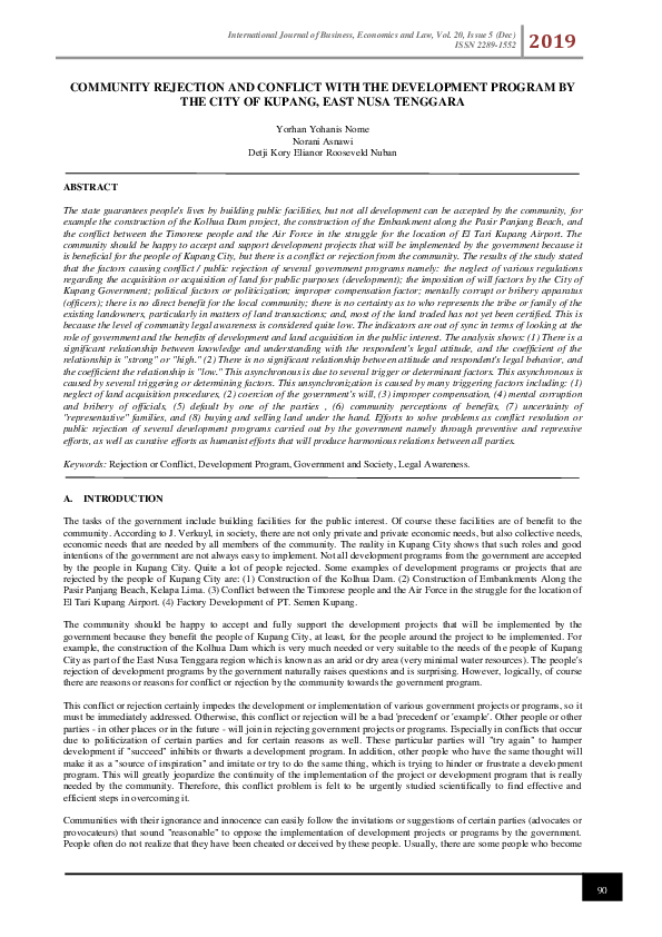 (PDF) Community Rejection and Conflict with the Development Program by ...