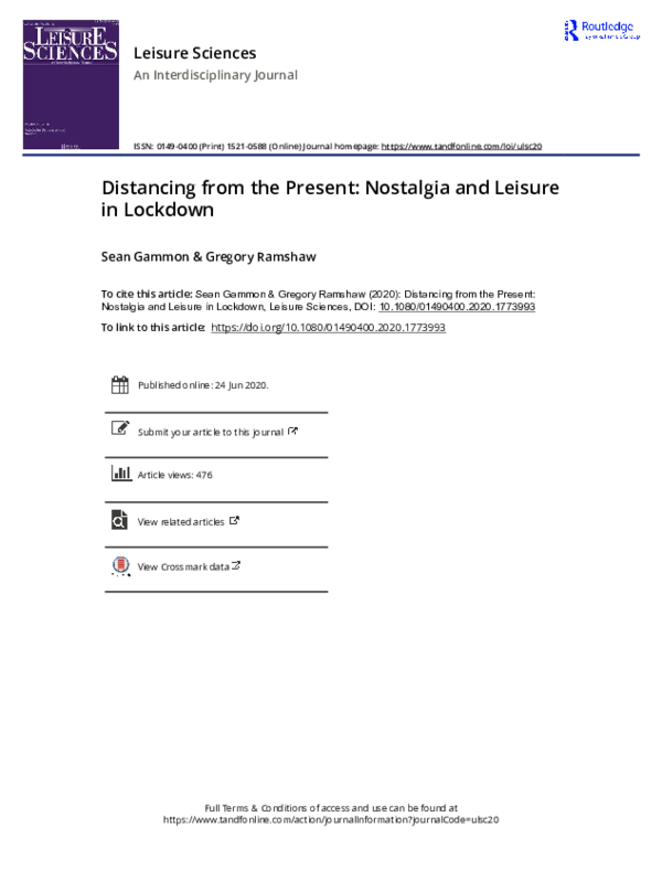 (PDF) Distancing from the Present: Nostalgia and Leisure in Lockdown