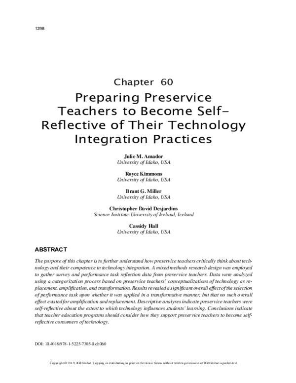 (PDF) Preparing Preservice Teachers to Become Self-Reflective of Their ...