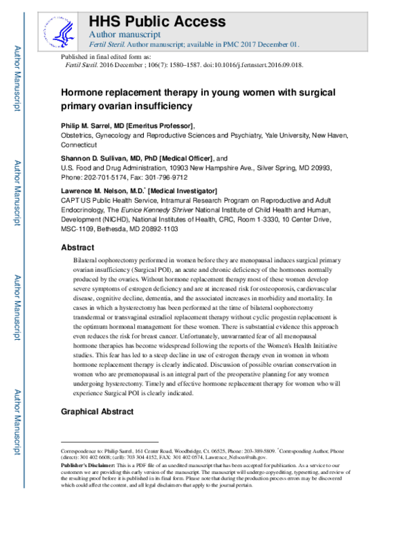 (PDF) Faculty of 1000 evaluation for Hormone replacement therapy in ...