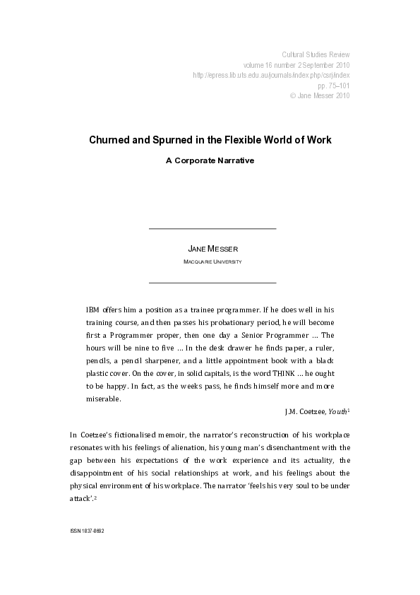 (PDF) Churned and Spurned in the Flexible World of Work: A Corporate ...