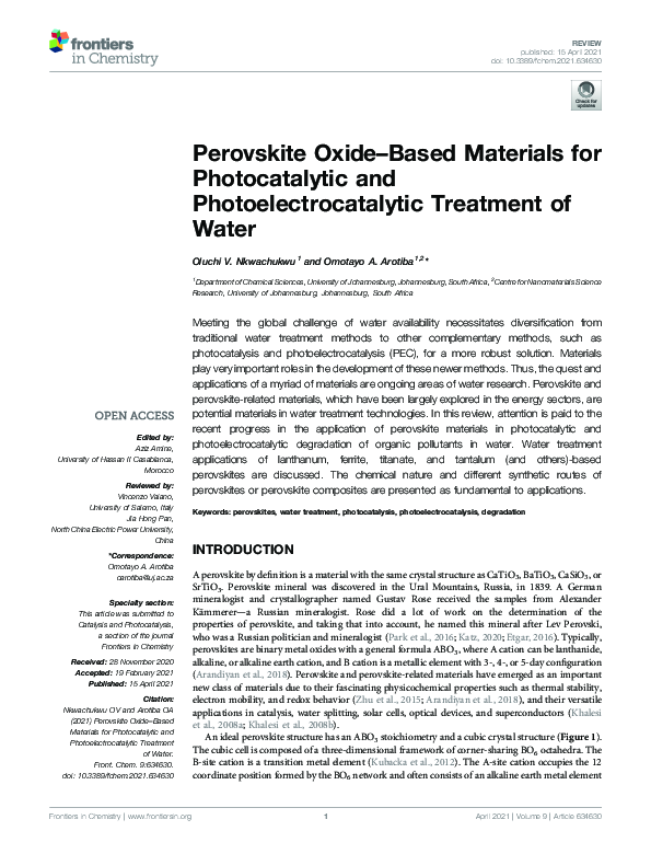 (PDF) Perovskite Oxide–Based Materials for Photocatalytic and ...
