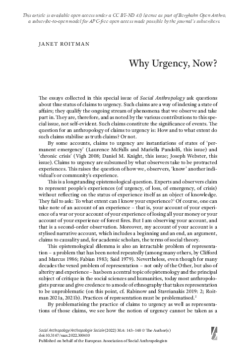 (PDF) Why Urgency, Now?