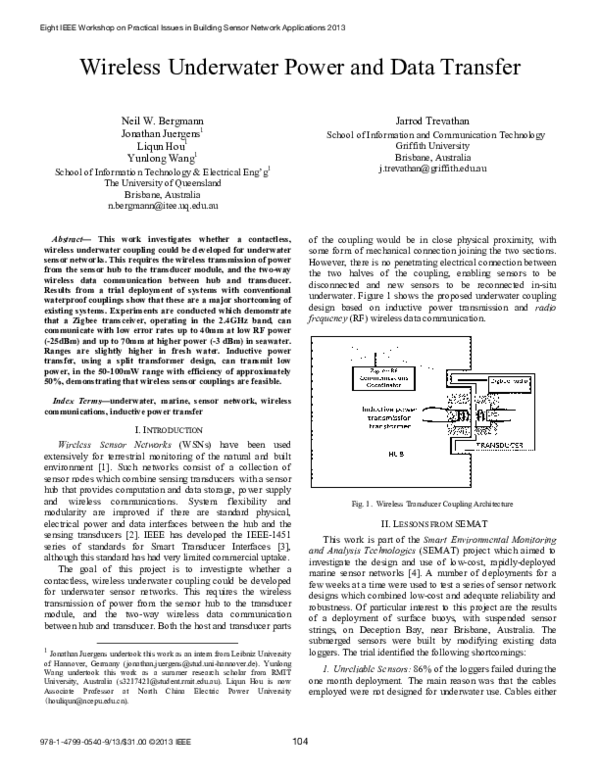 (PDF) Wireless underwater power and data transfer