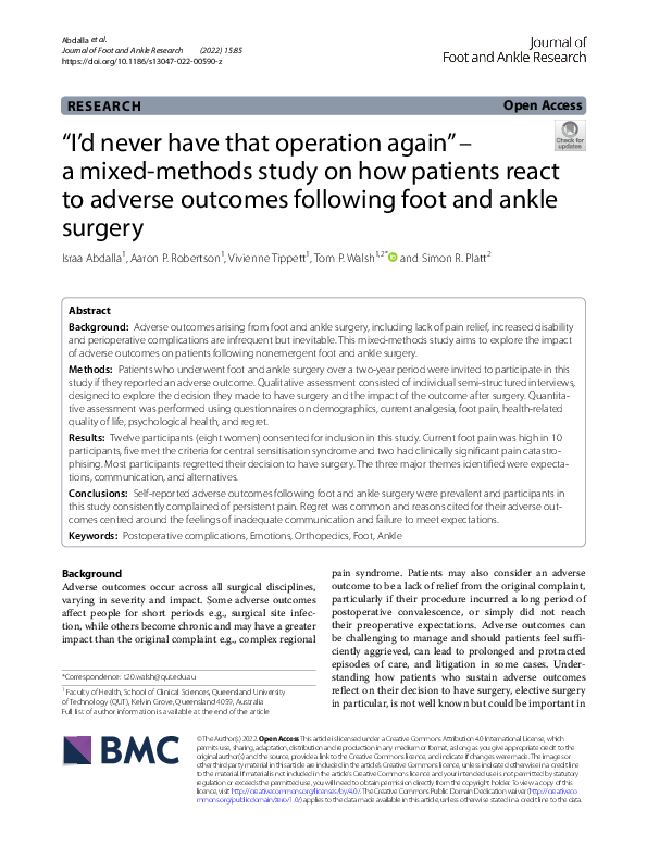 (PDF) “I’d never have that operation again” – a mixed-methods study on ...