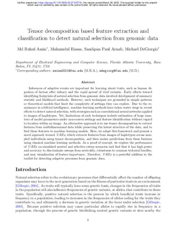 (PDF) Tensor decomposition based feature extraction and classification ...