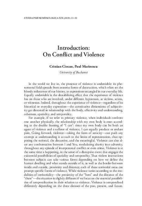 (PDF) Introduction: On Conflict and Violence